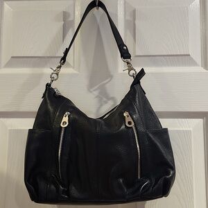 HESHE LEATHER BAG SHOULDER SATCHEL BAG HOBO SHOULDER TWO SIDE POCKETS WITH ZIP